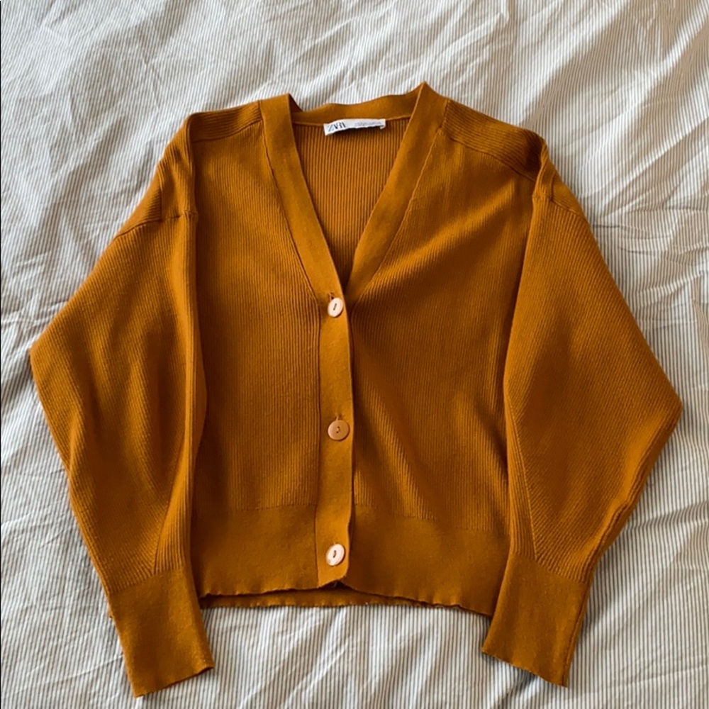Mustard yellow Zara cardigan